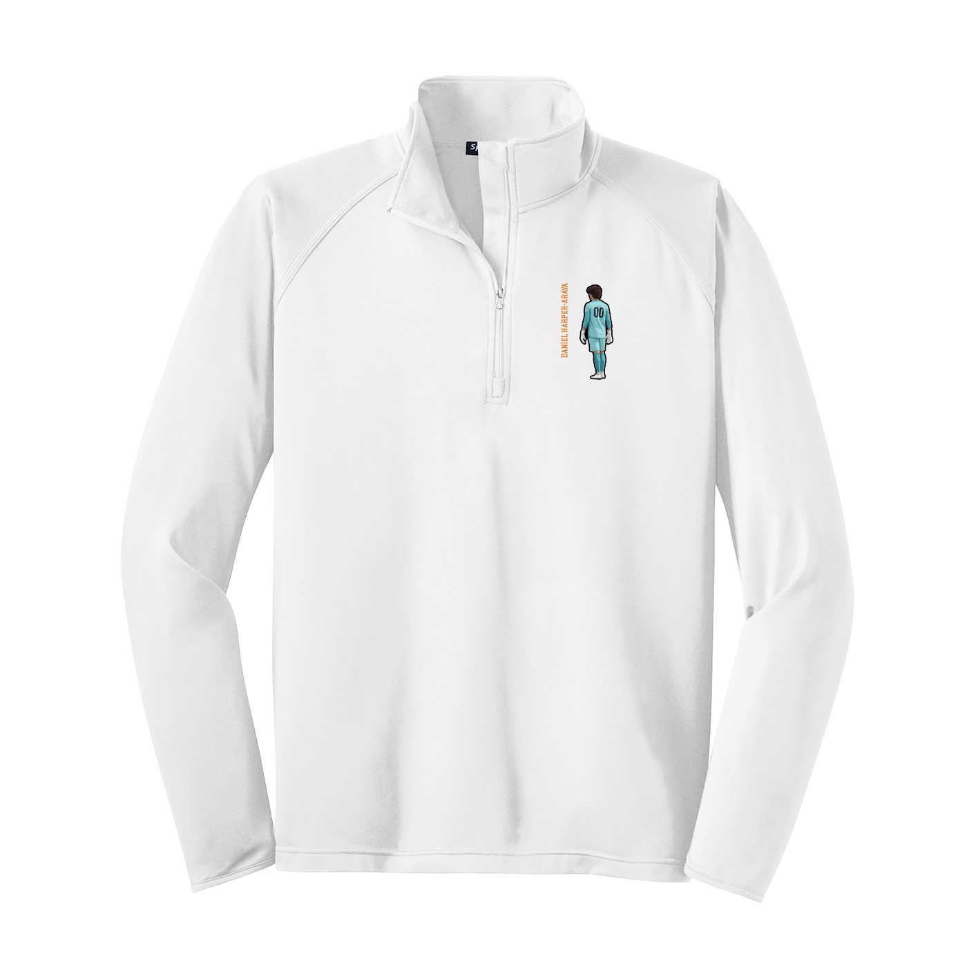 Q-Zip Pullover — Name Vertical in White