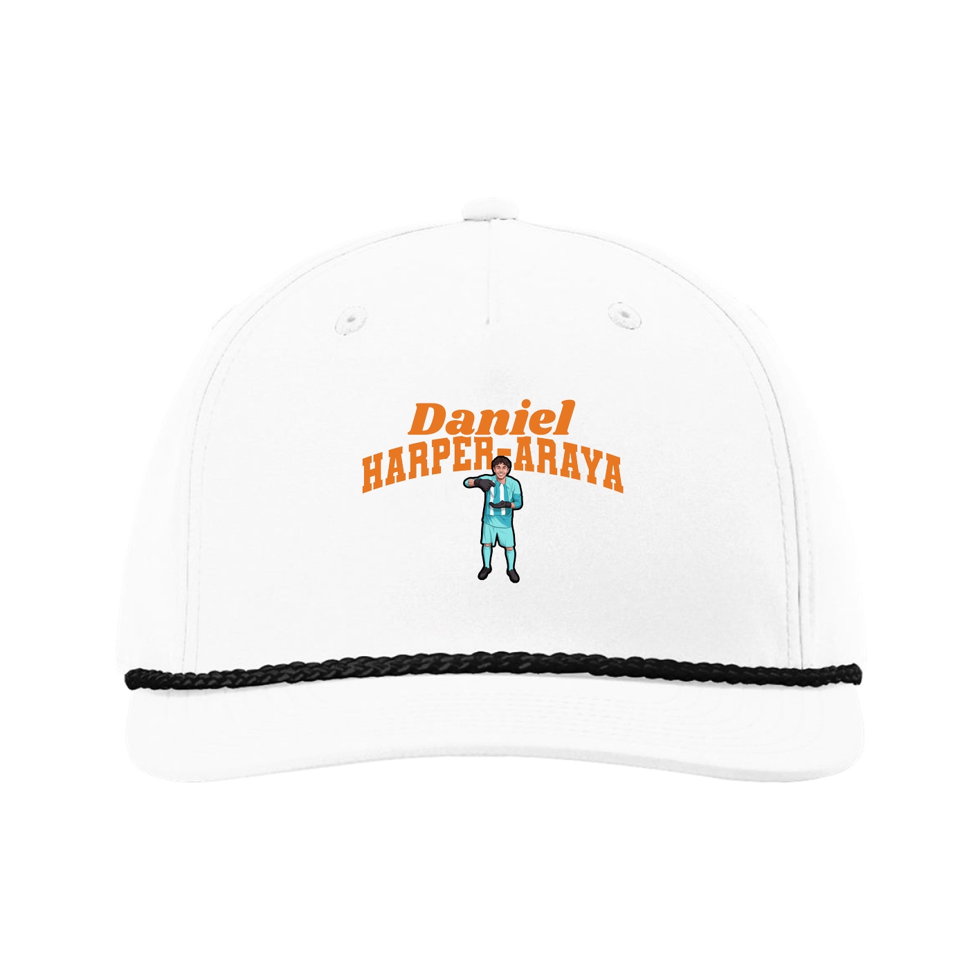 Five-Panel Classic Rope Cap — Signature Arch in White