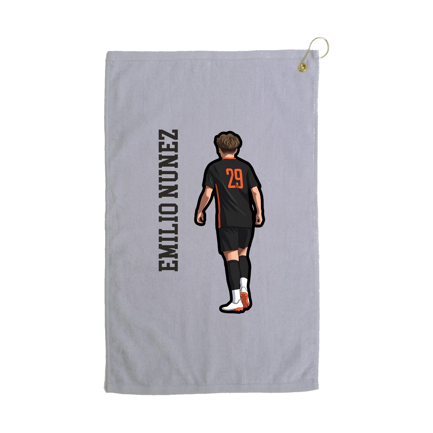 Golf Towel — Name Vertical in Grey