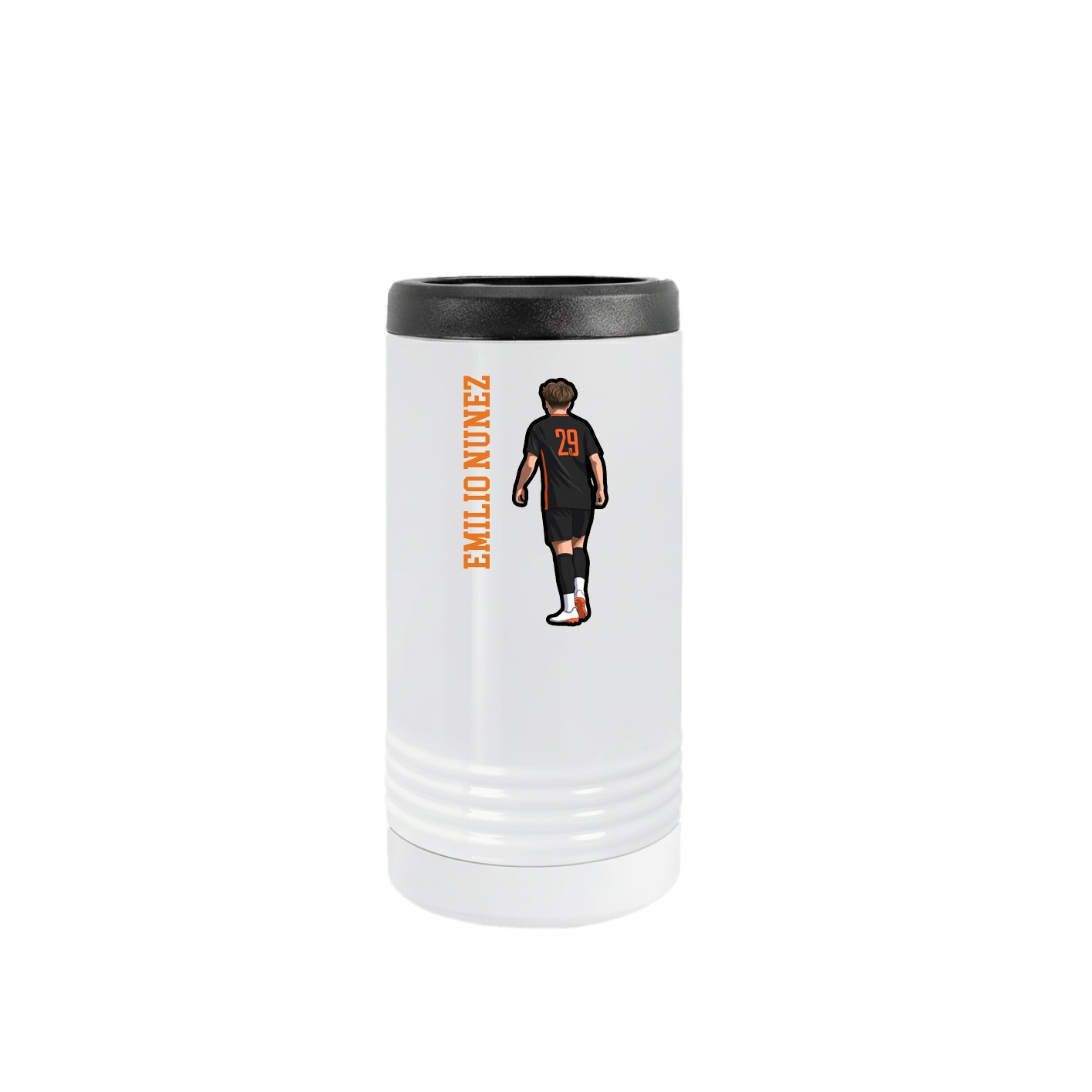 Slim Beverage Holder — Name Vertical in White