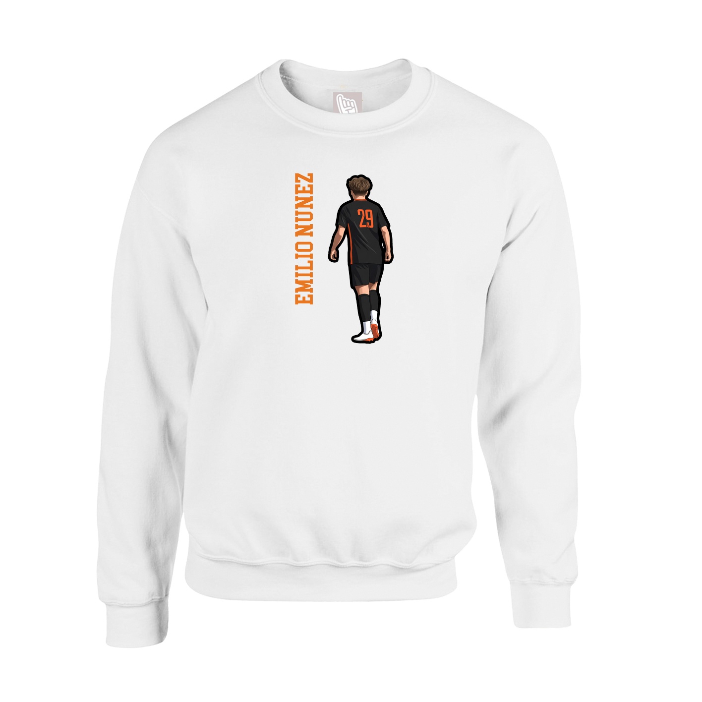 Fleece Crew — Name Vertical in White