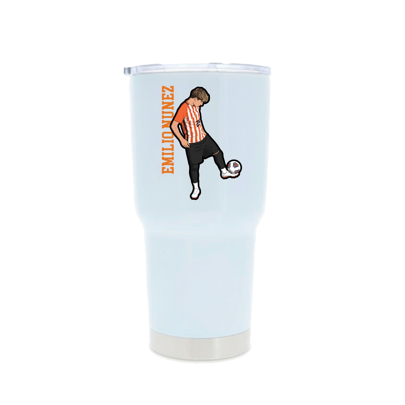 30oz Stainless Steel Tumbler — Name Vertical in White