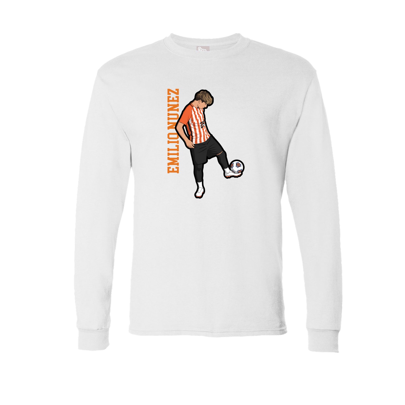 Long Sleeve Tee — Name Vertical in White