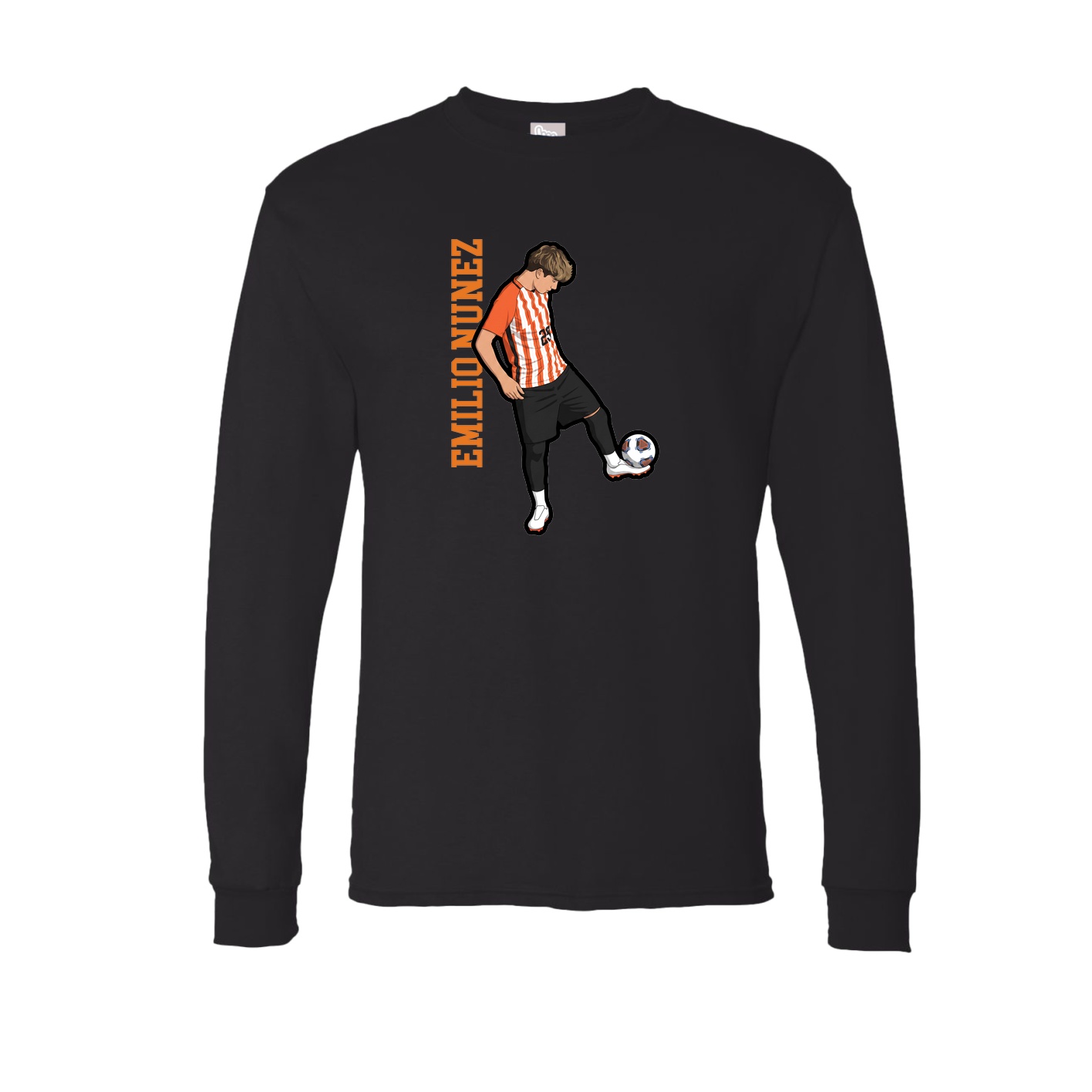 Long Sleeve Tee — Name Vertical in Black