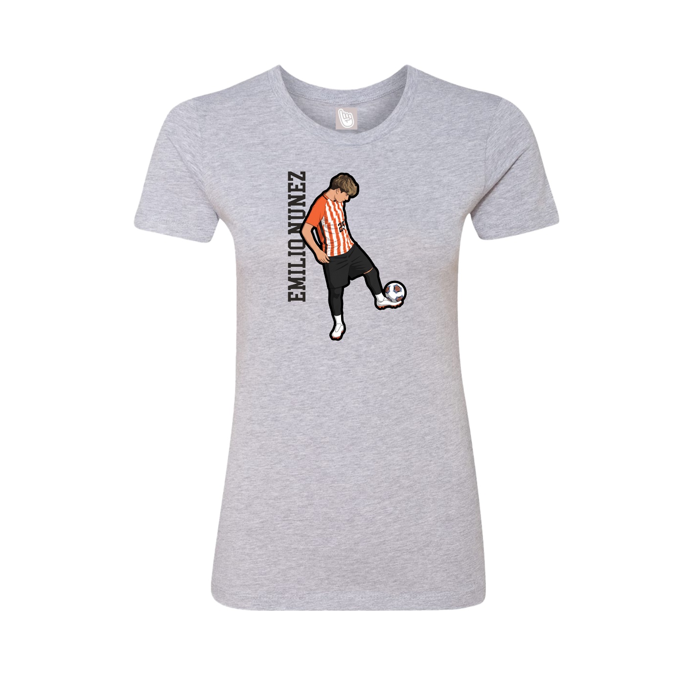 Womens Tee — Name Vertical in Grey