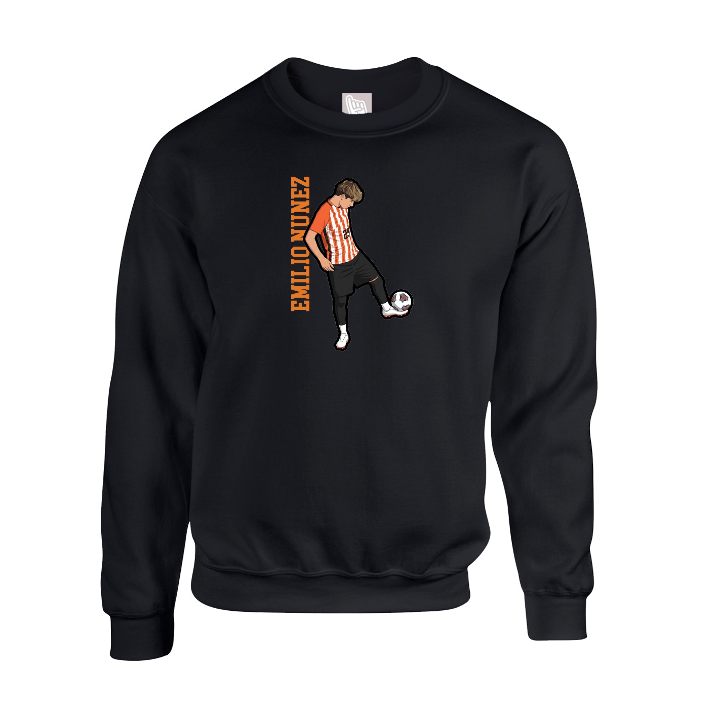 Fleece Crew — Name Vertical in Black