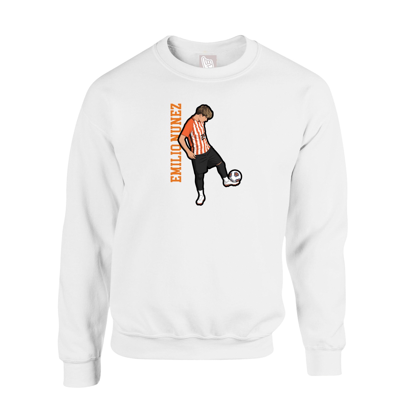 Fleece Crew — Name Vertical in White
