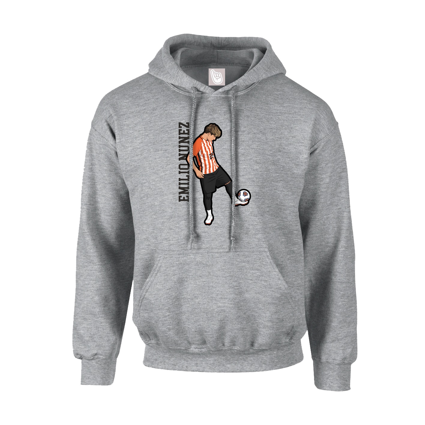 Youth Hoodie — Name Vertical in Grey