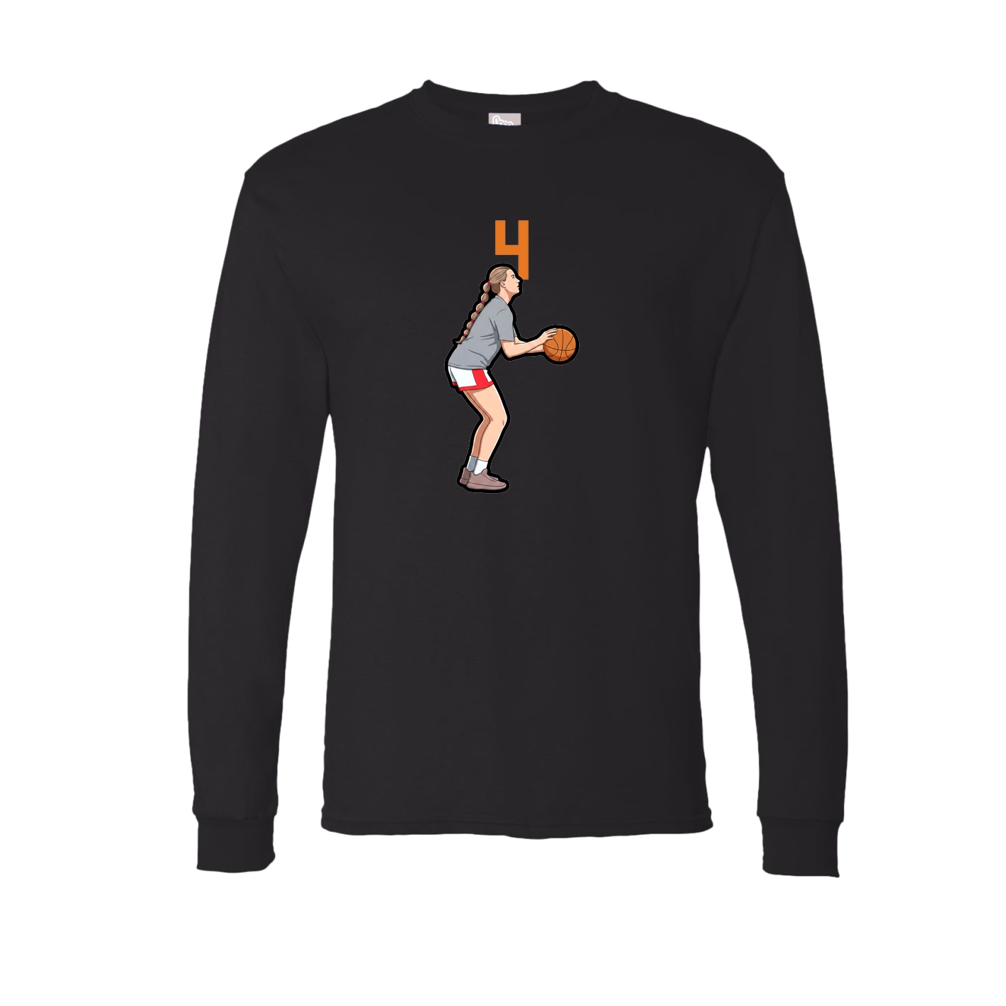 Long Sleeve Tee — Number Top in Black
