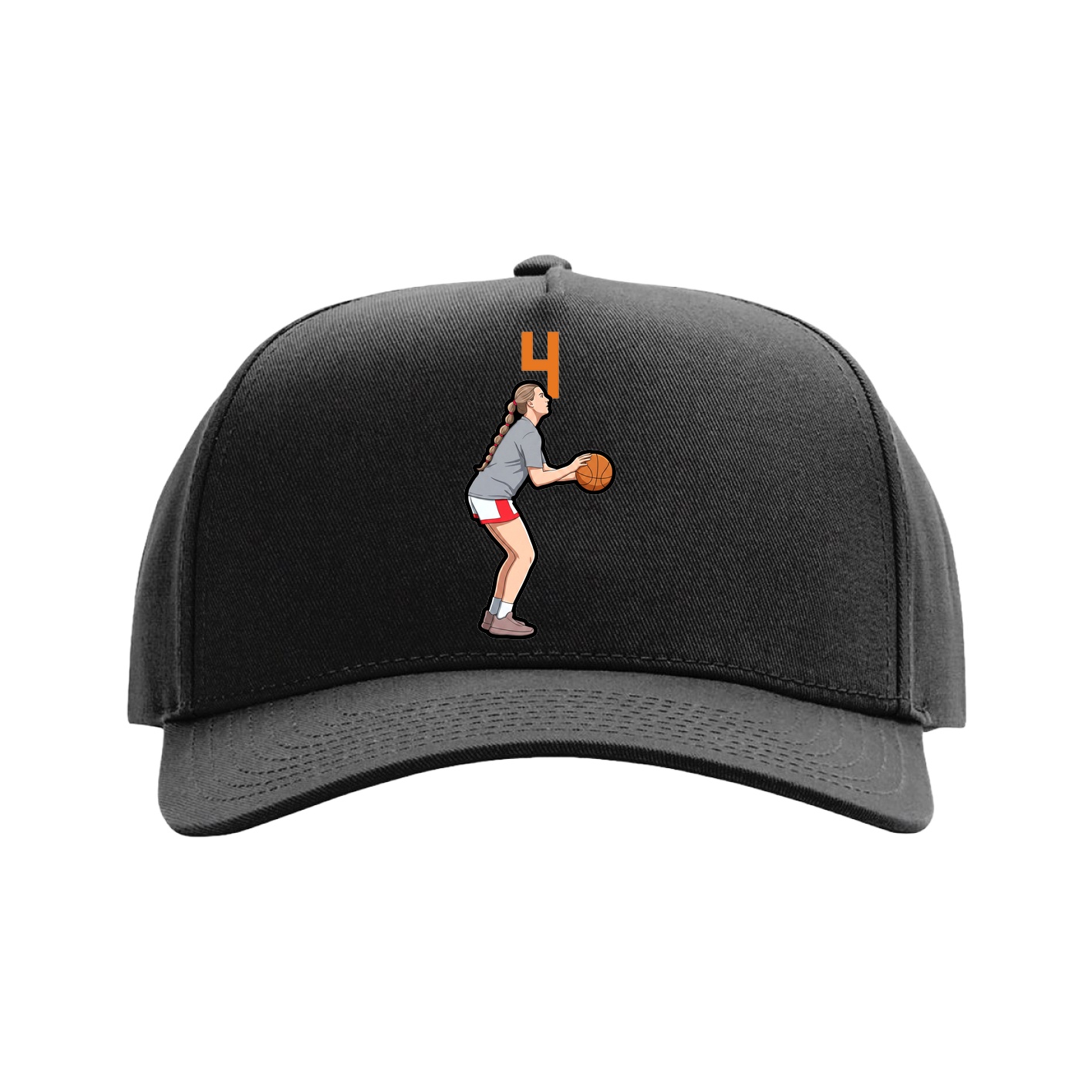 Full Fabric Five-Panel Champ Cap — Number Top in Black