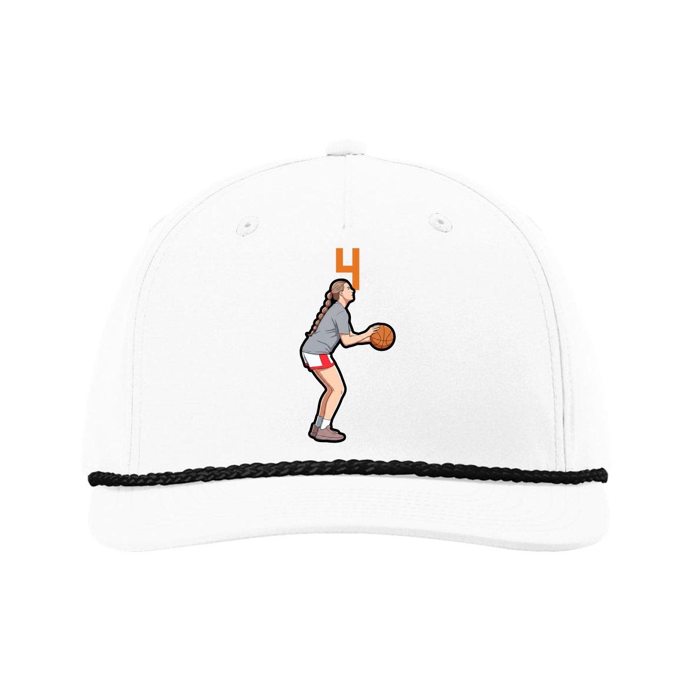 Five-Panel Classic Rope Cap — Number Top in White