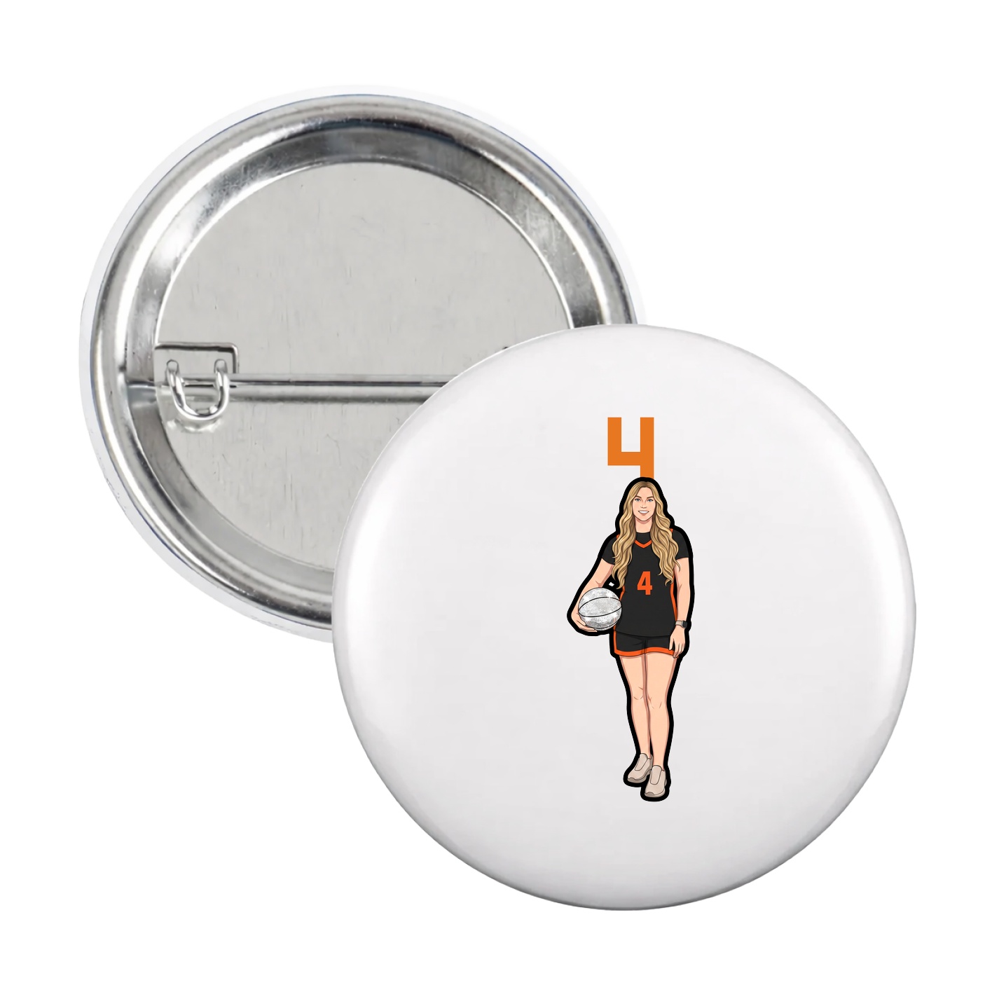 Game Day Button — Number Top in White