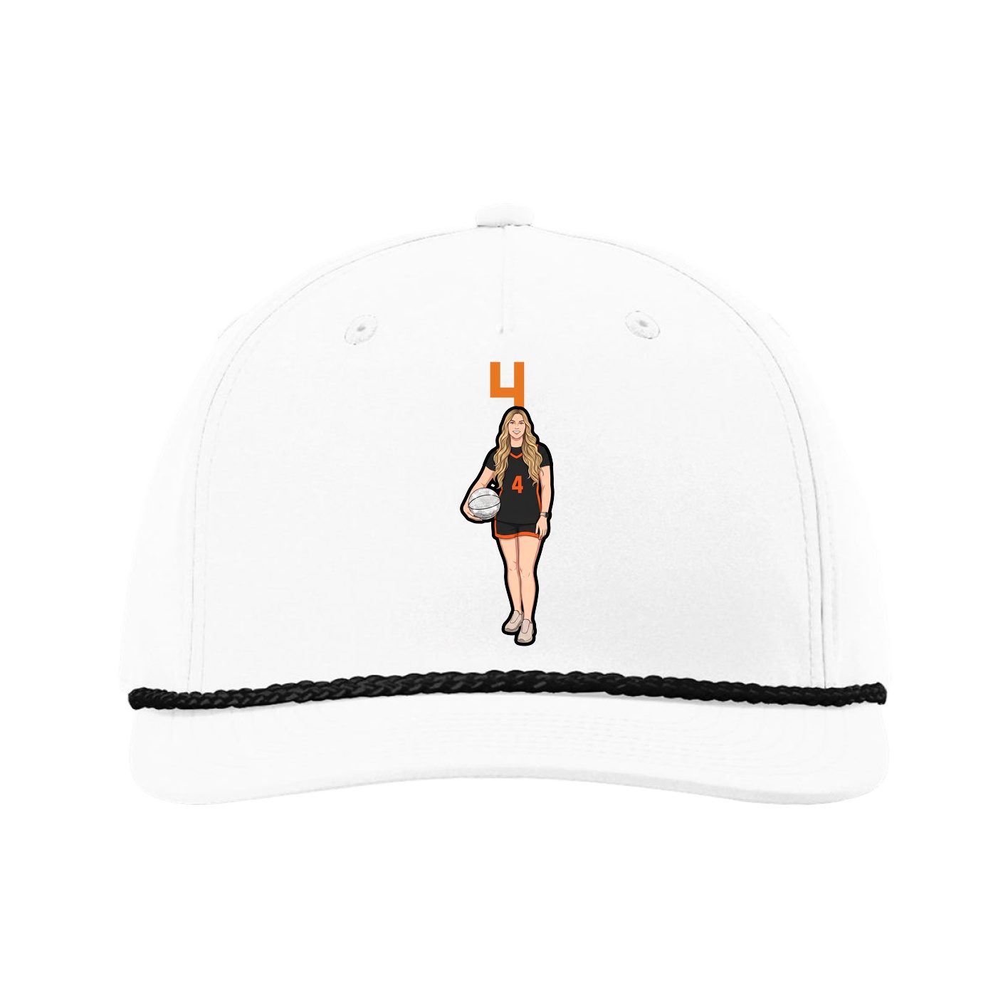 Five-Panel Classic Rope Cap — Number Top in White