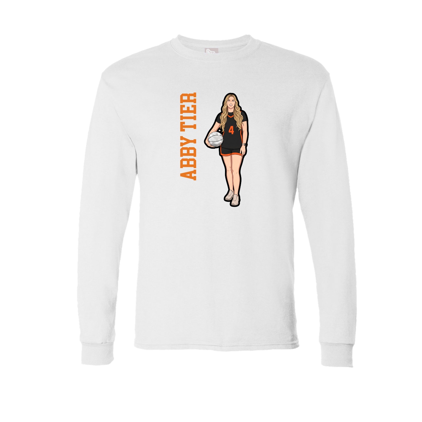 Long Sleeve Tee — Name Vertical in White