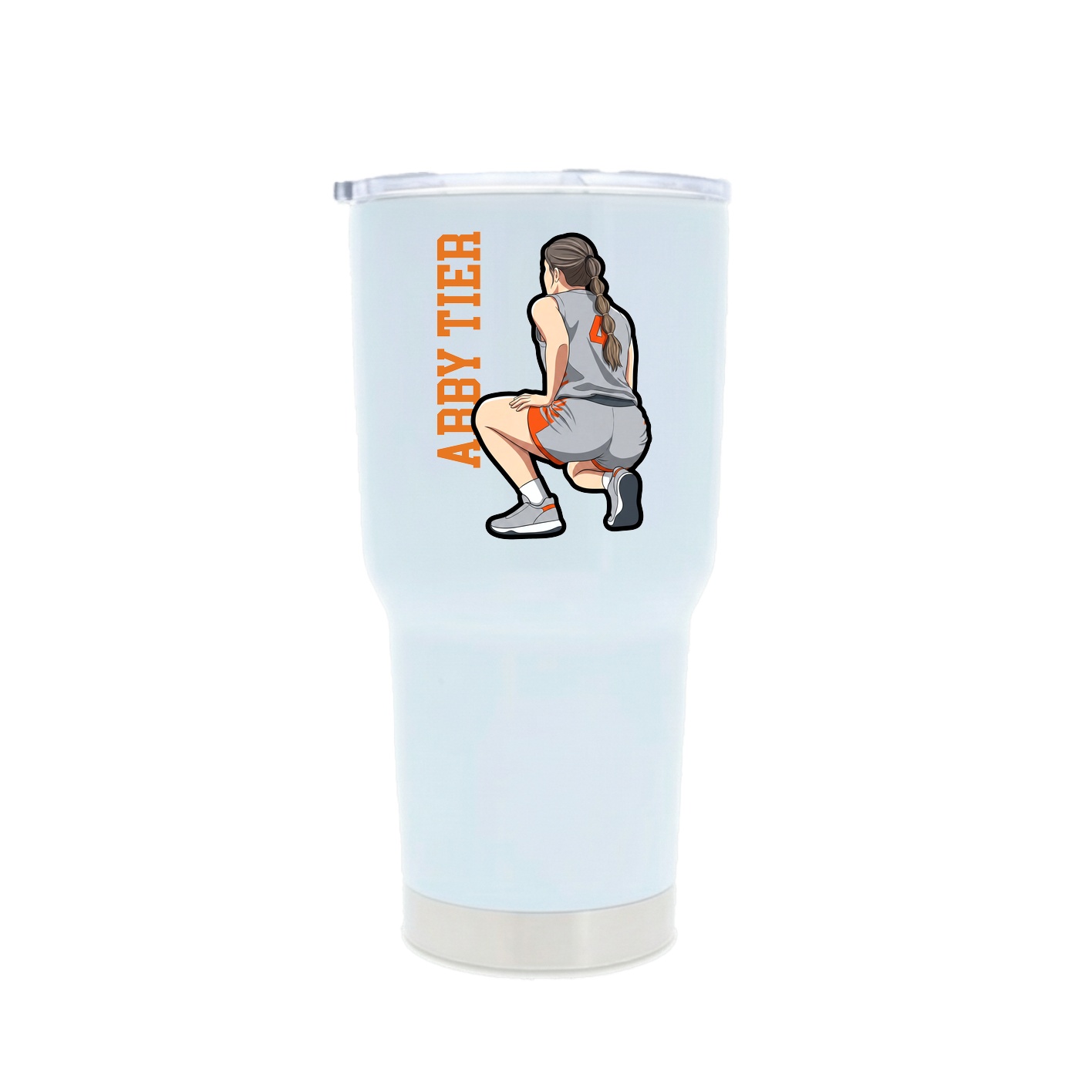 30oz Stainless Steel Tumbler — Name Vertical in White