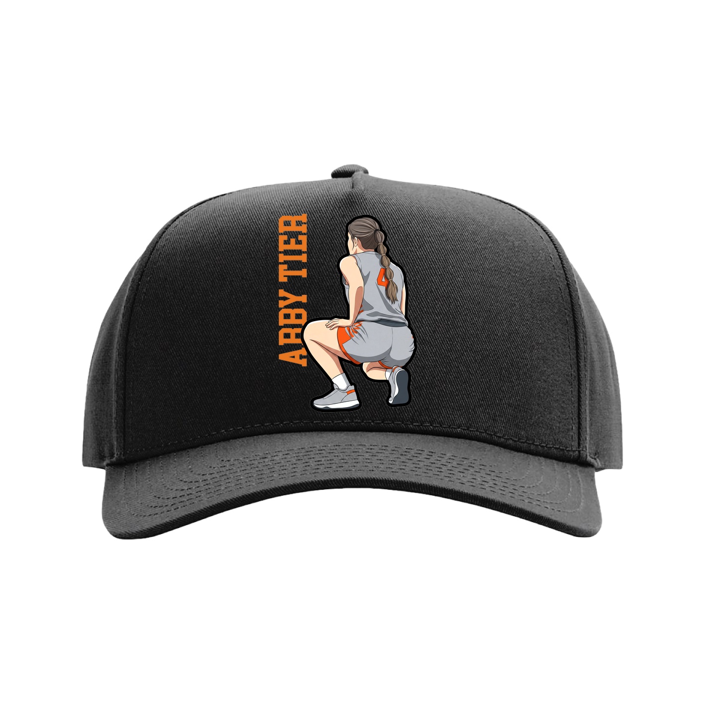 Full Fabric Five-Panel Champ Cap — Name Vertical in Black