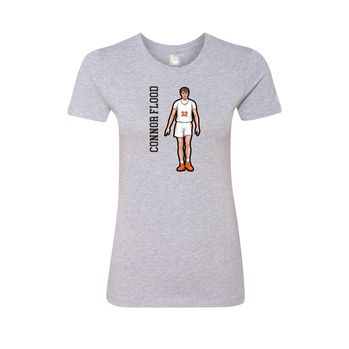 Fitted Women's Tee — Name Vertical in Grey