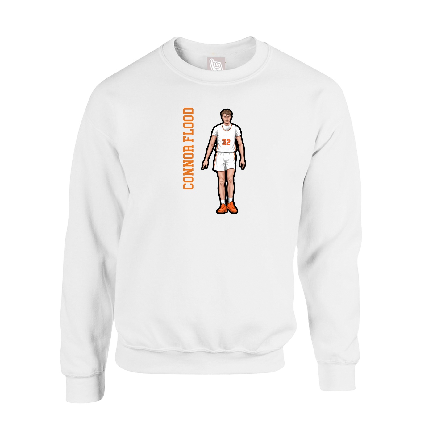 Fleece Crew — Name Vertical in White