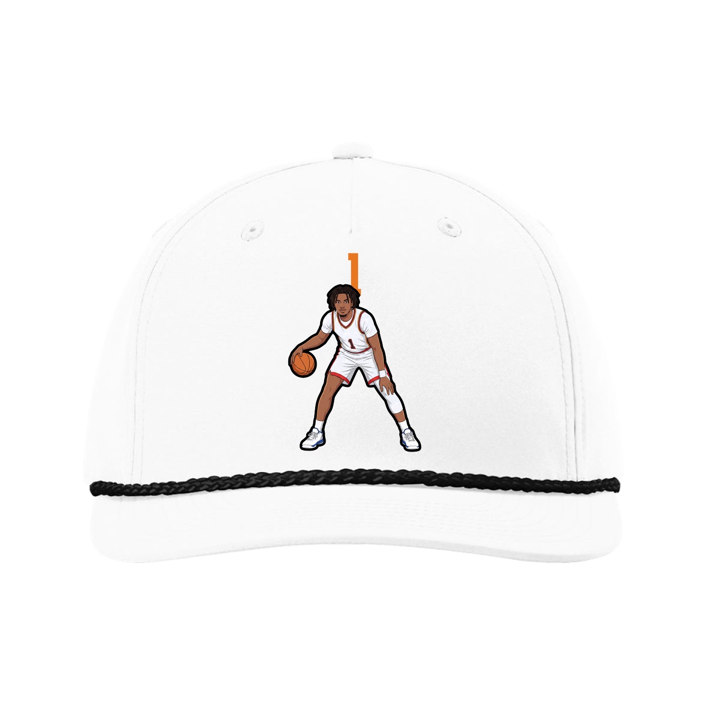 Five-Panel Classic Rope Cap — Number Top in White