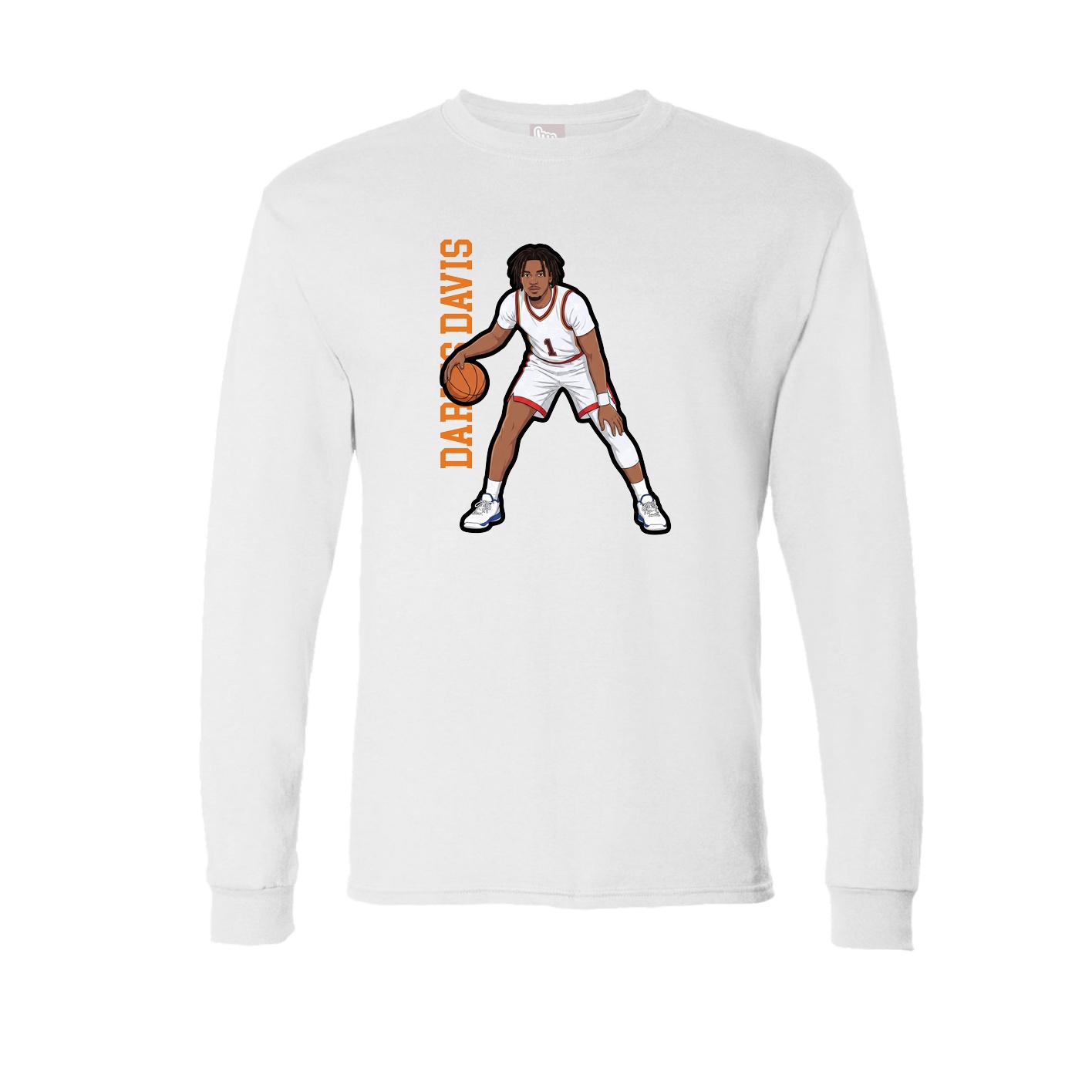 Long Sleeve Tee — Name Vertical in White