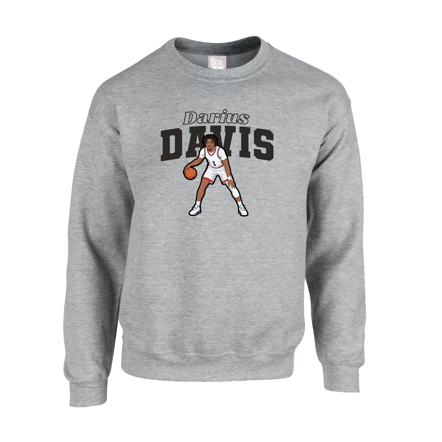 Fleece Crew — Name Arch in Grey