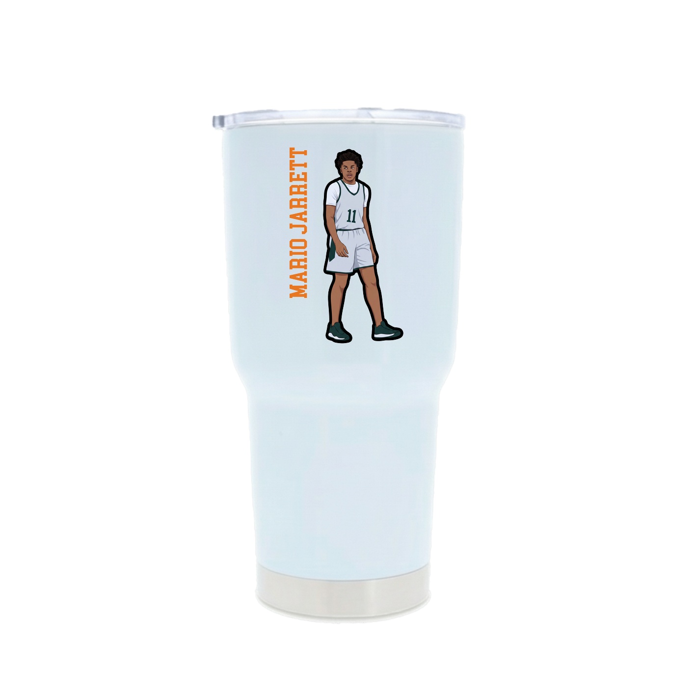 30oz Stainless Steel Tumbler — Name Vertical in White