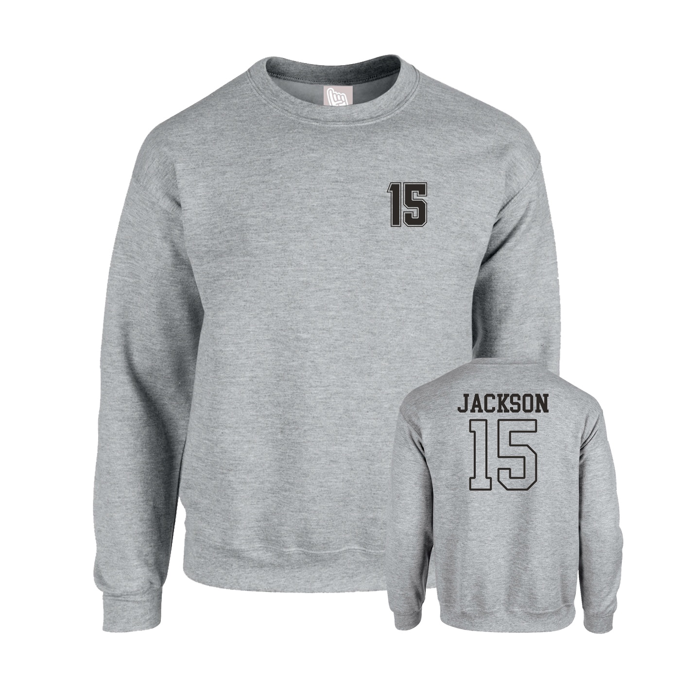 Fleece Crew — Chest Back in Grey