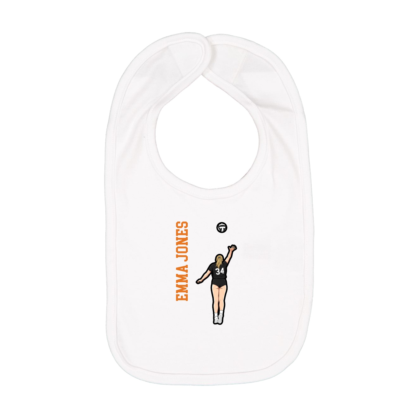 Infant Bib — Name Vertical in White