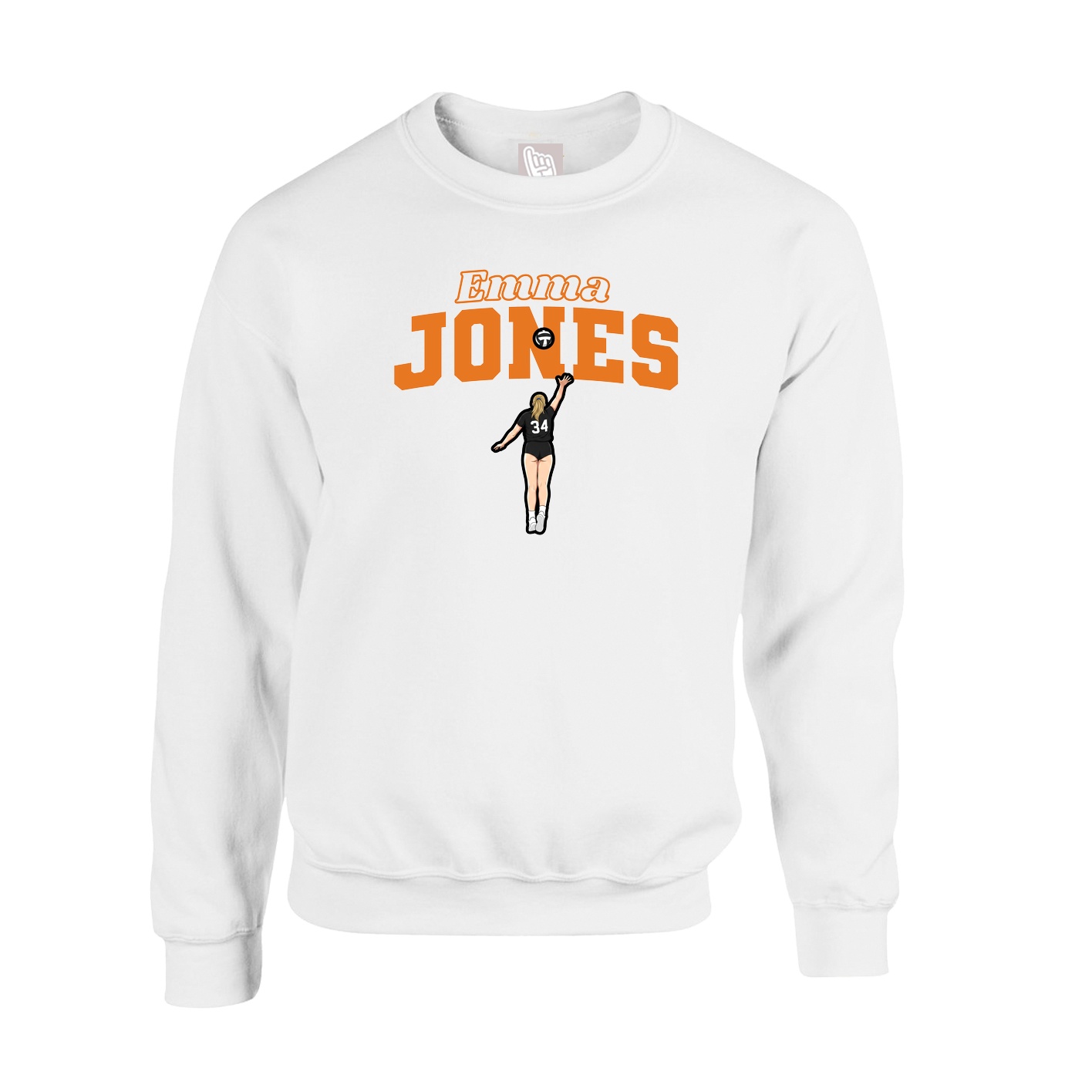 Fleece Crew — Name Arch in White
