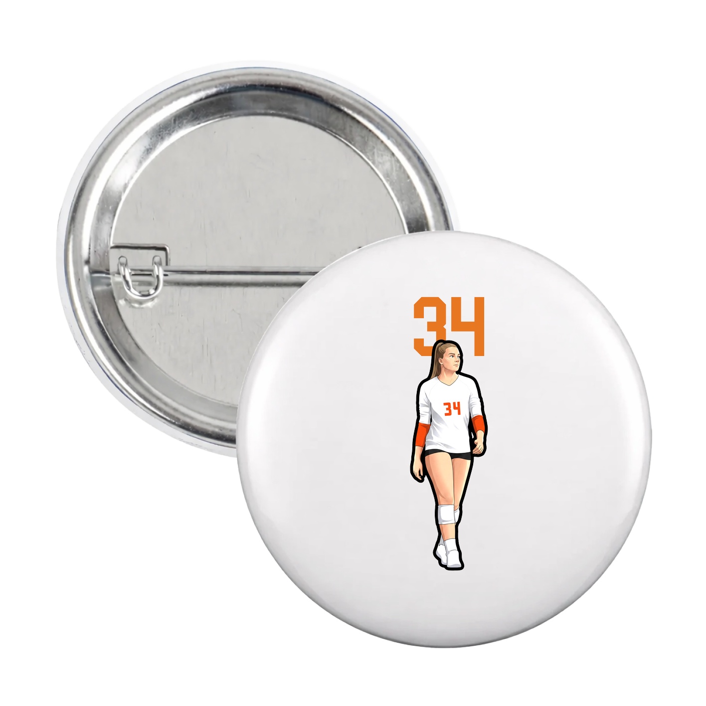 Game Day Button — Number Top in White