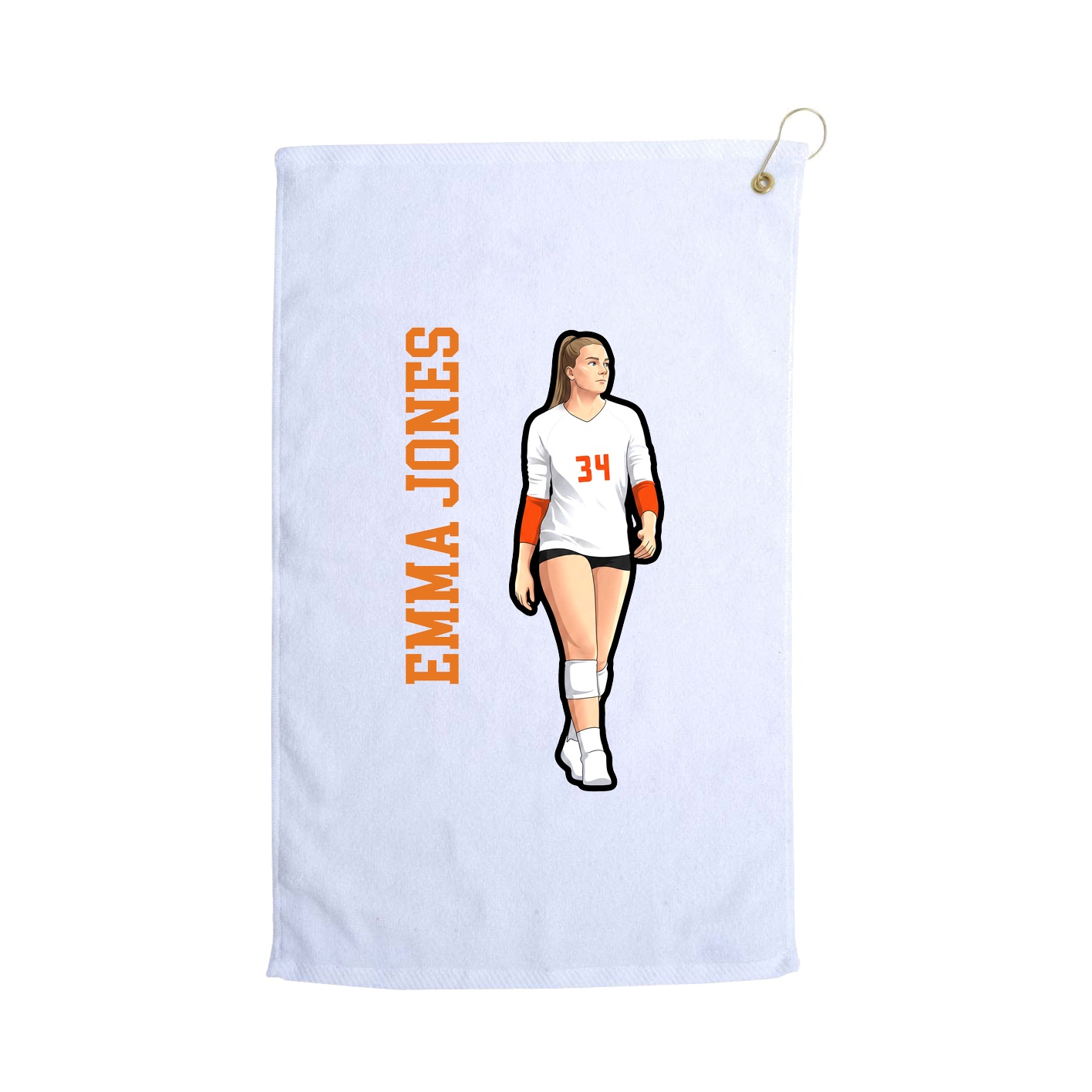 Golf Towel — Name Vertical in White