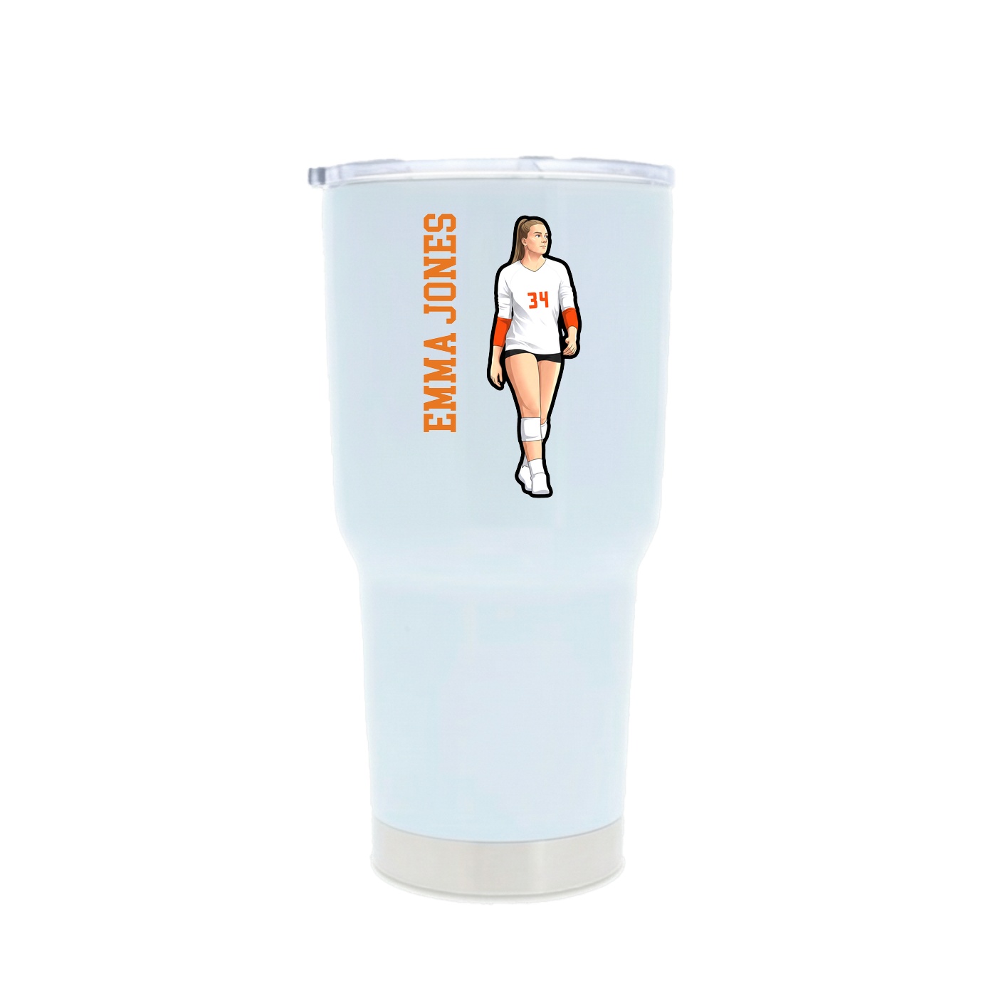 30oz Stainless Steel Tumbler — Name Vertical in White