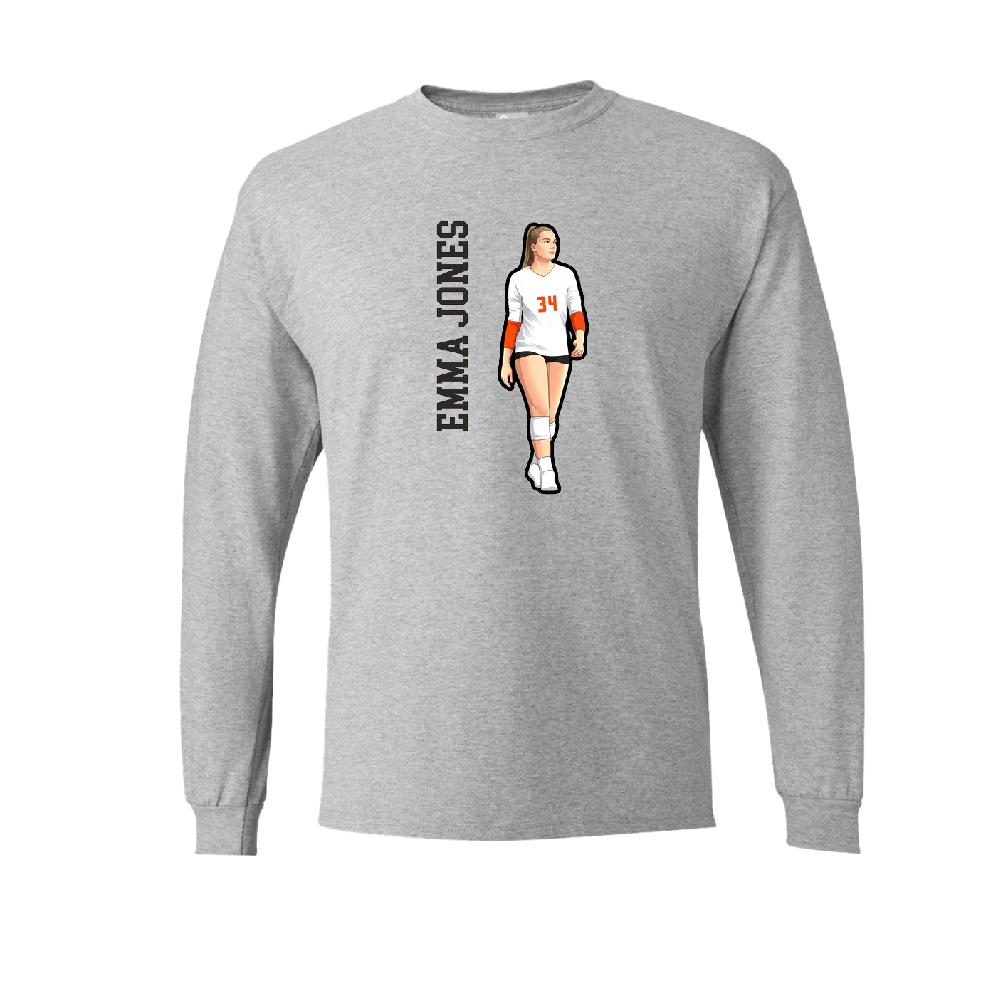 Long Sleeve Tee — Name Vertical in Grey