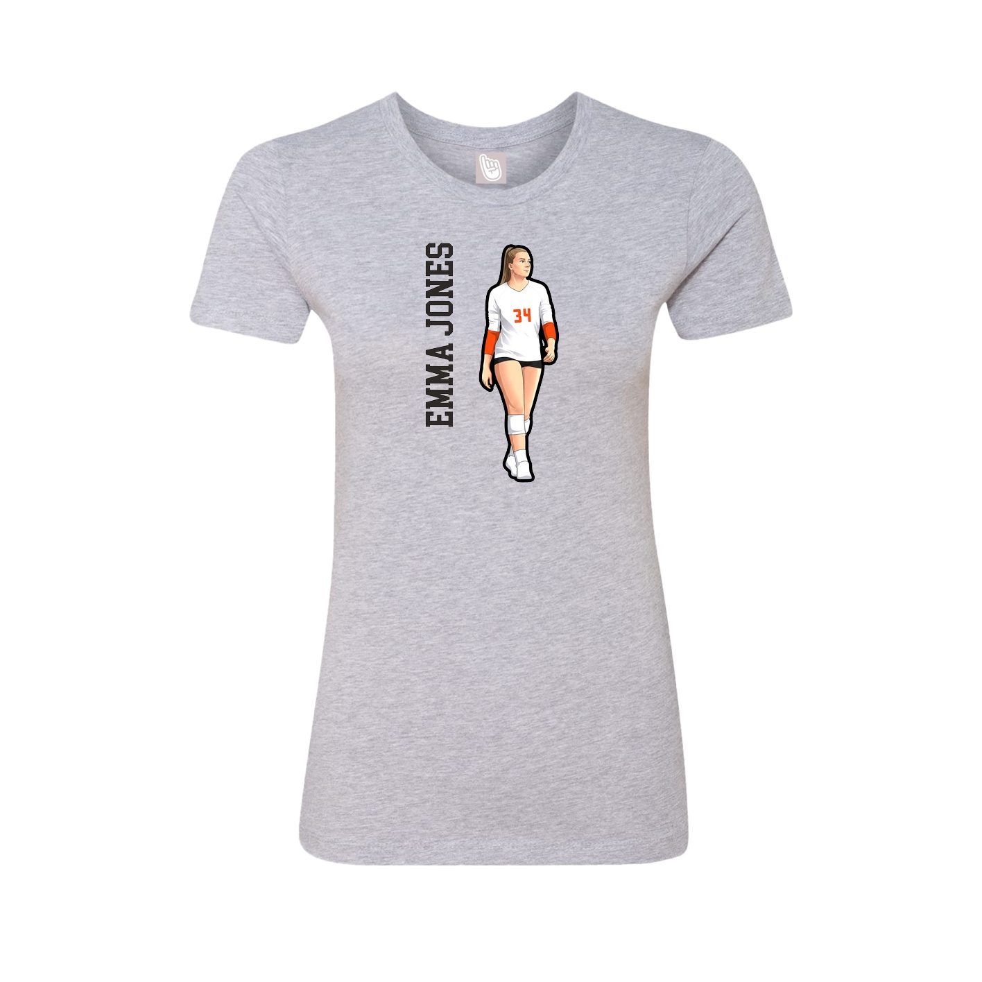 Fitted Women's Tee — Name Vertical in Grey