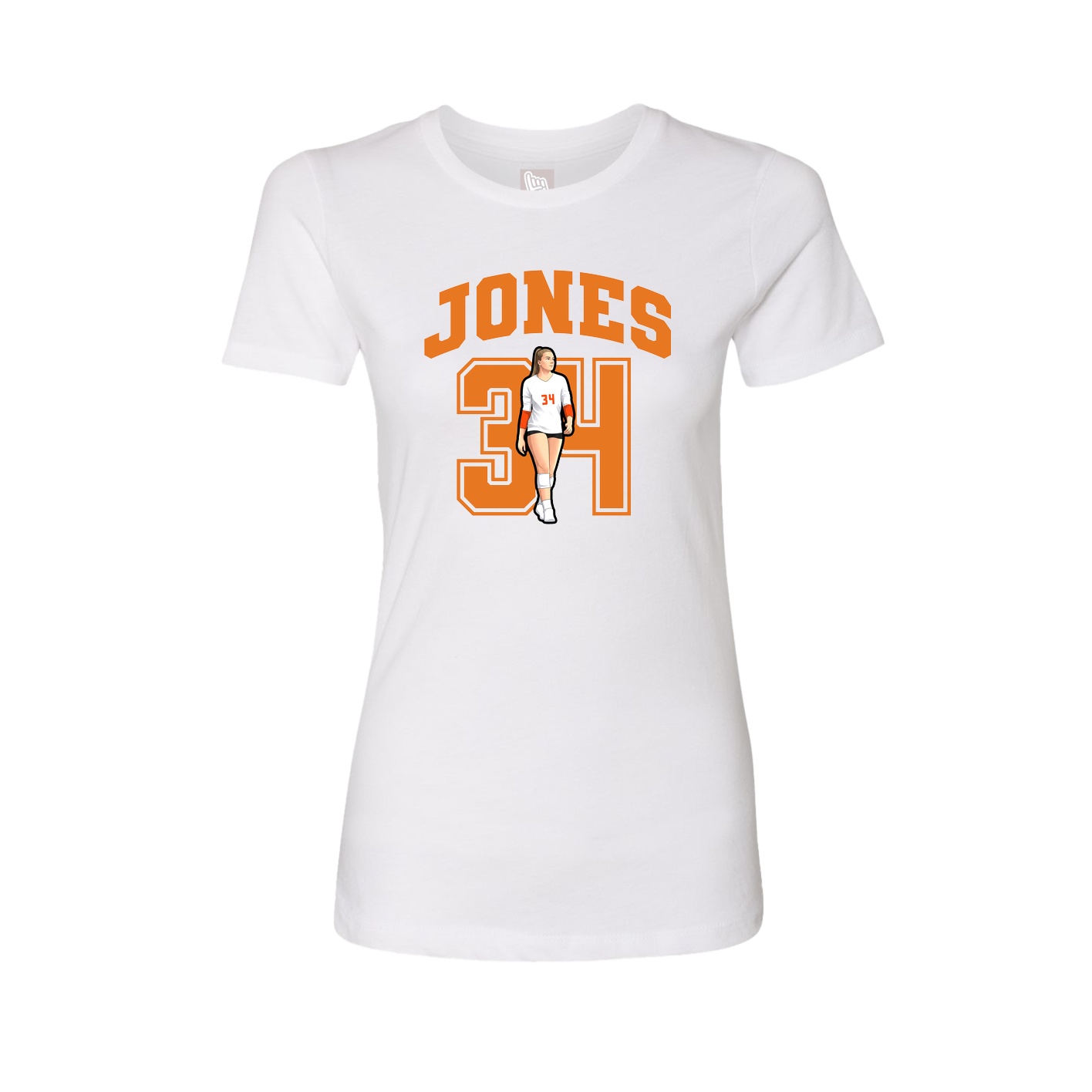 Fitted Women's Tee — Number in White