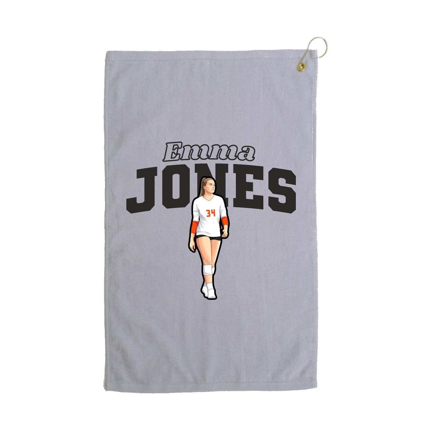 Golf Towel — Name Arch in Grey