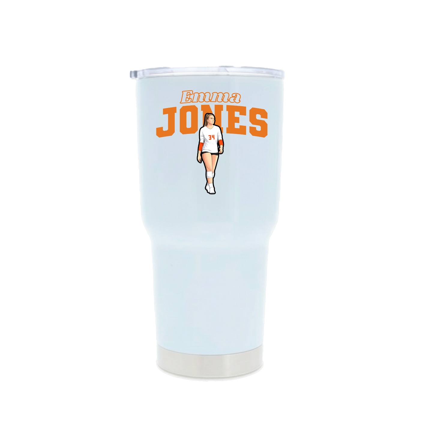 30oz Stainless Steel Tumbler — Name Arch in White