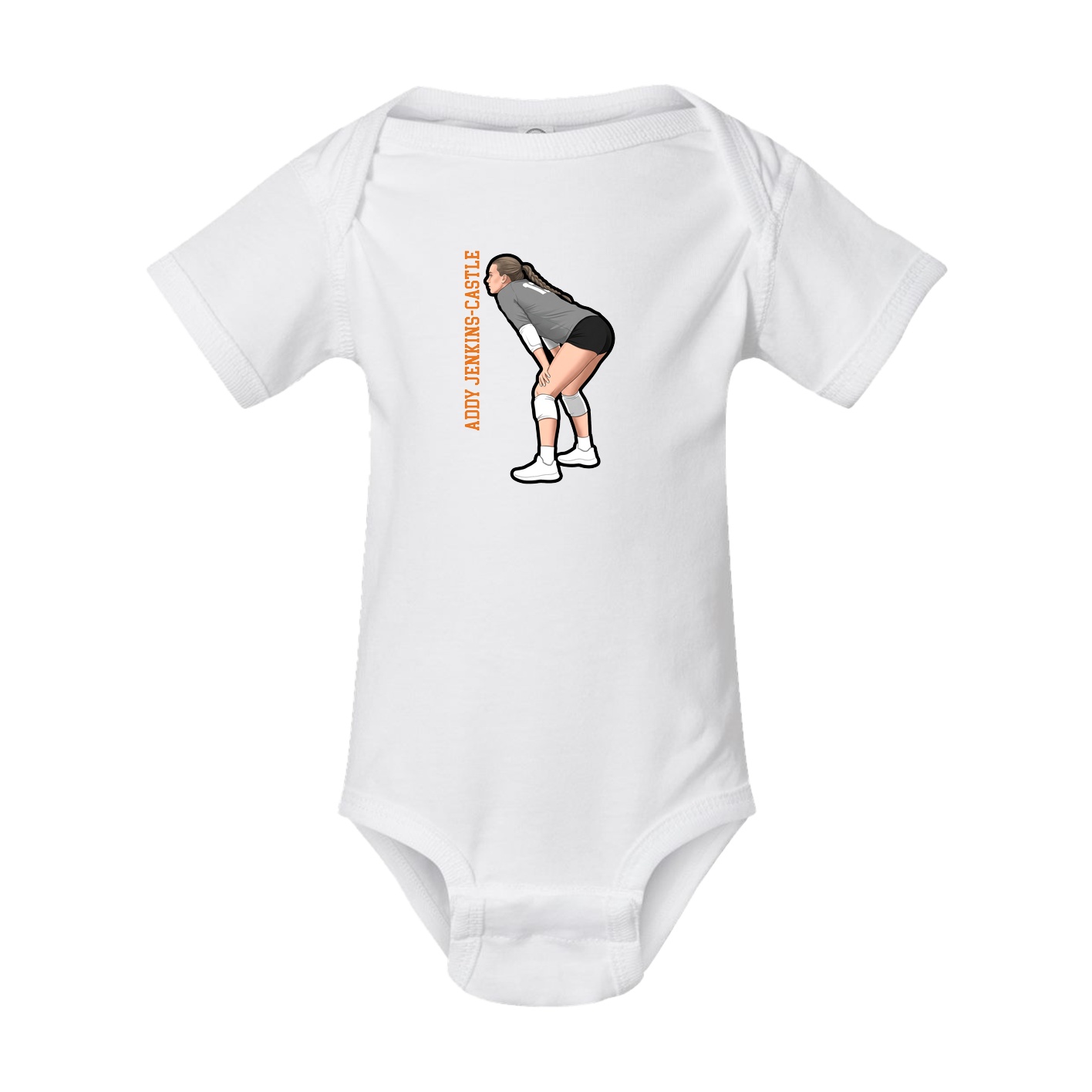 Baby Onesie — Name Vertical in White