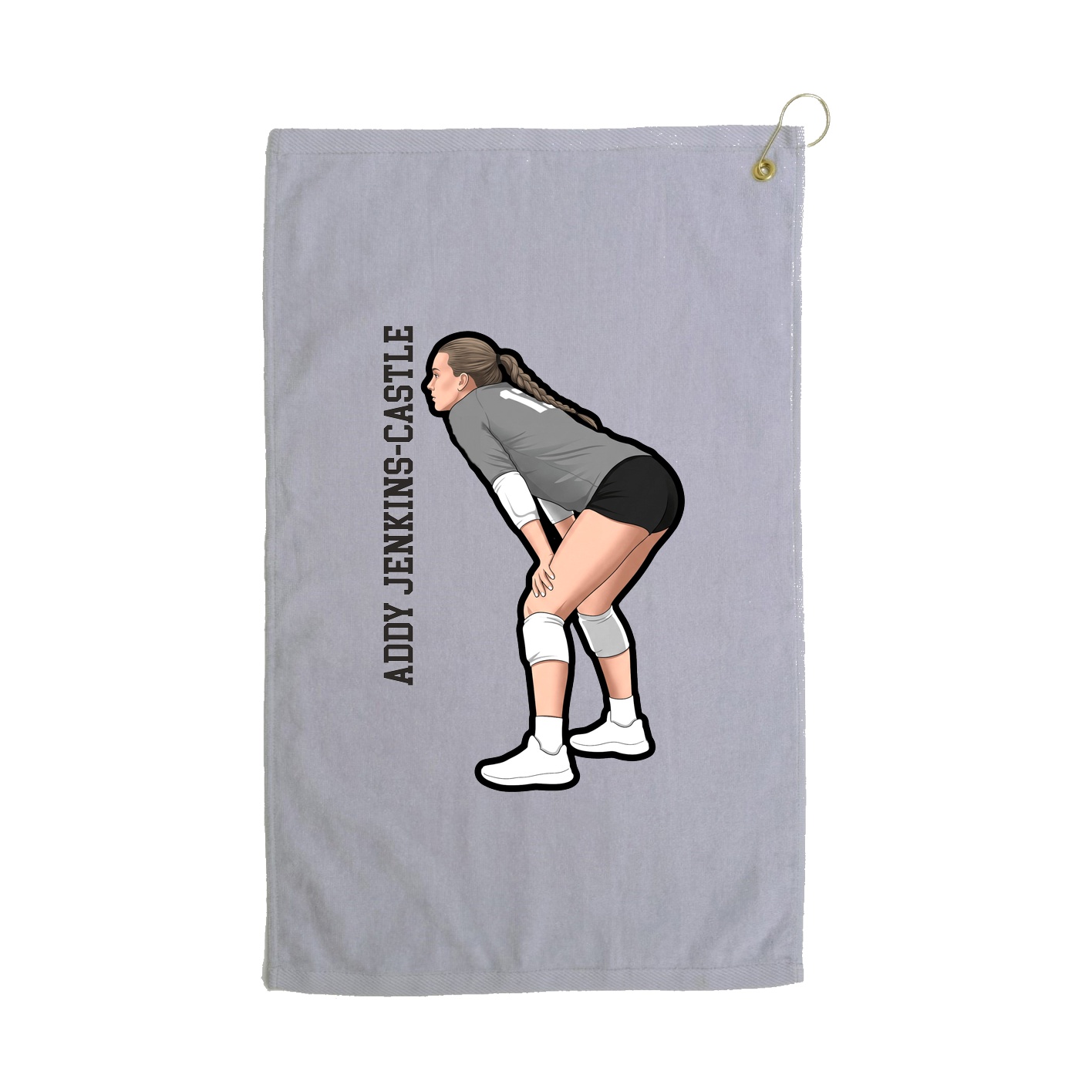 Golf Towel — Name Vertical in Grey