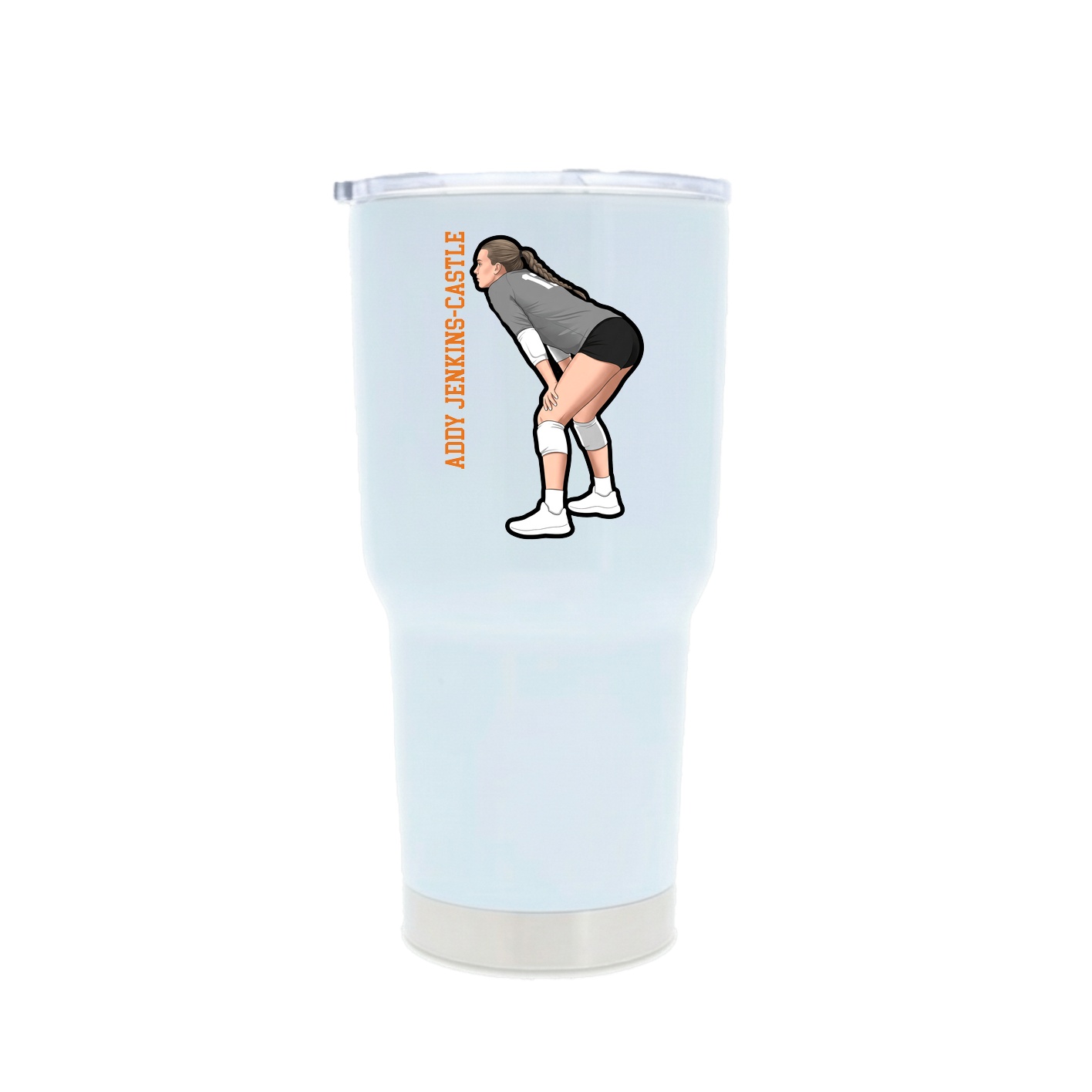 30oz Stainless Steel Tumbler — Name Vertical in White