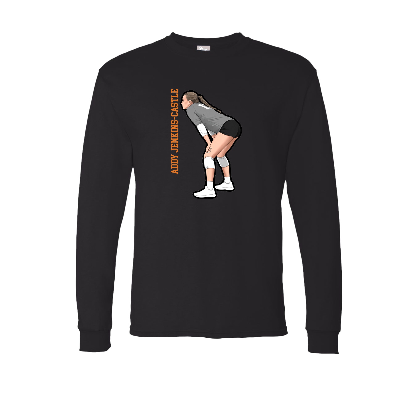 Long Sleeve Tee — Name Vertical in Black