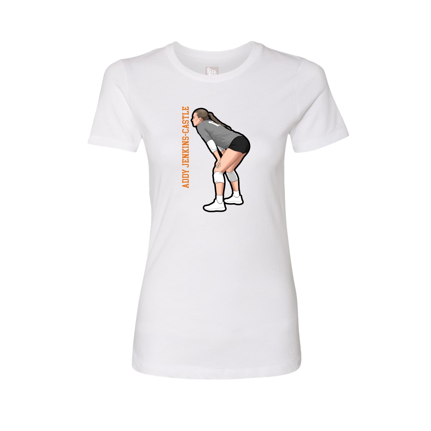 Fitted Women's Tee — Name Vertical in White