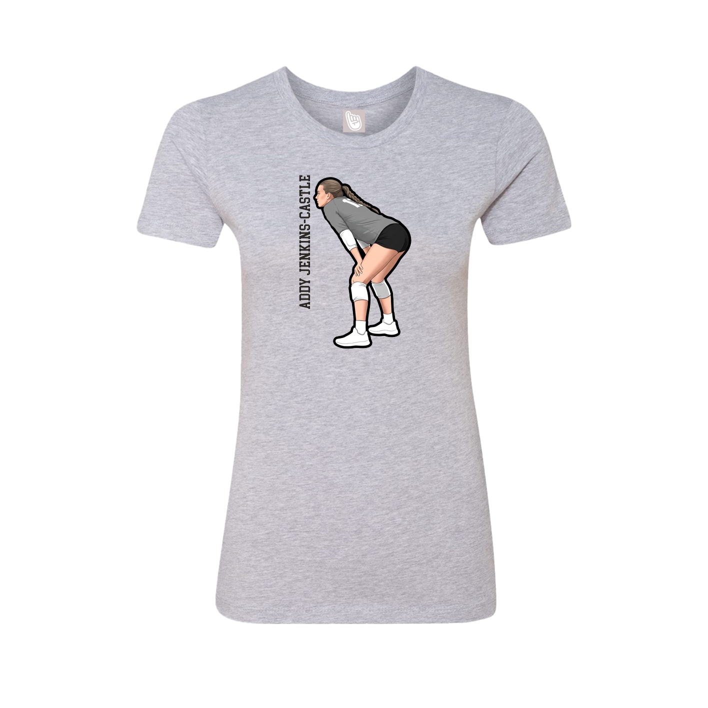 Fitted Women's Tee — Name Vertical in Grey