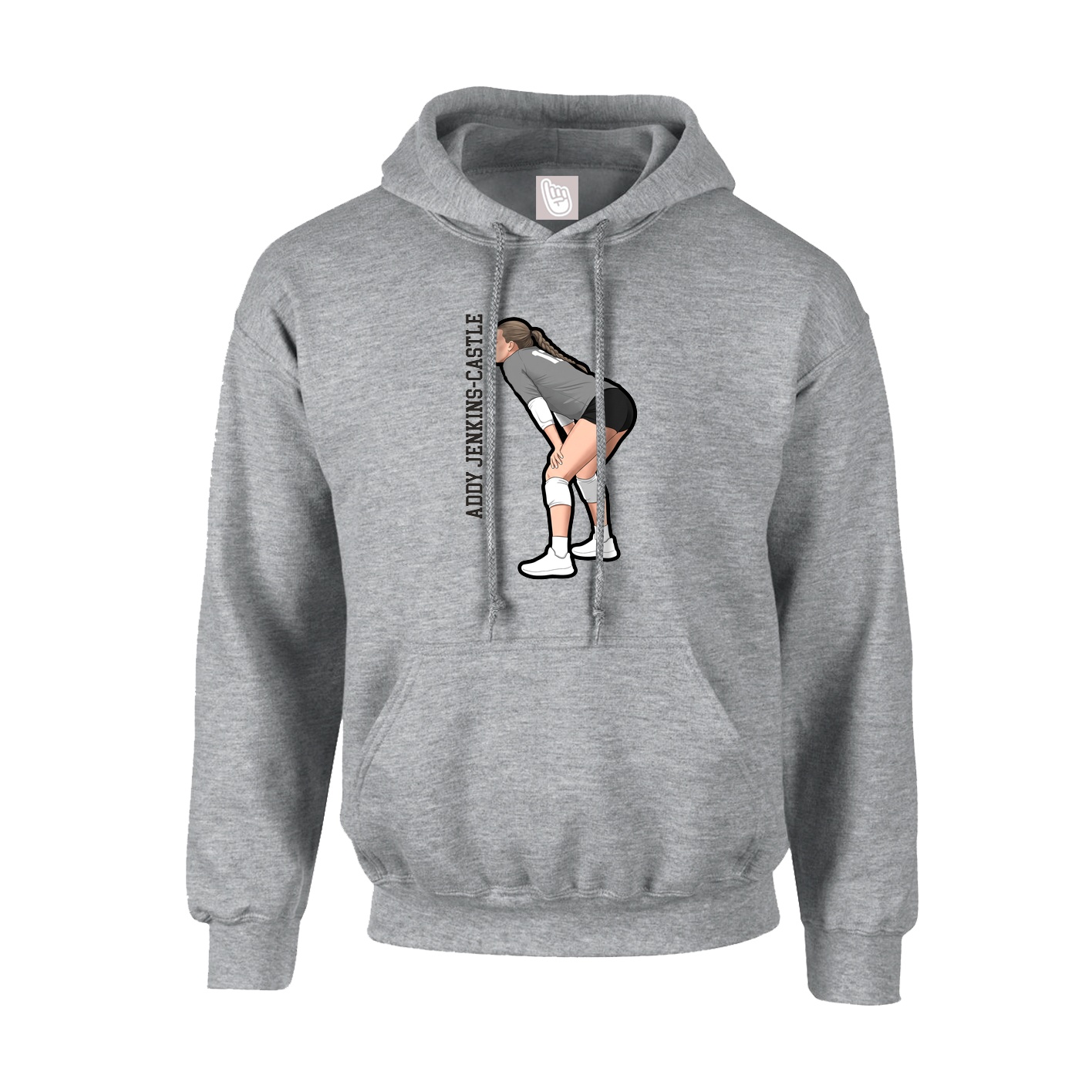 Hoodie — Name Vertical in Grey