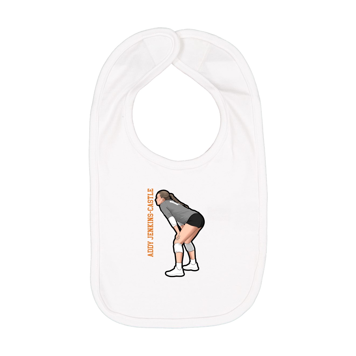 Infant Bib — Name Vertical in White