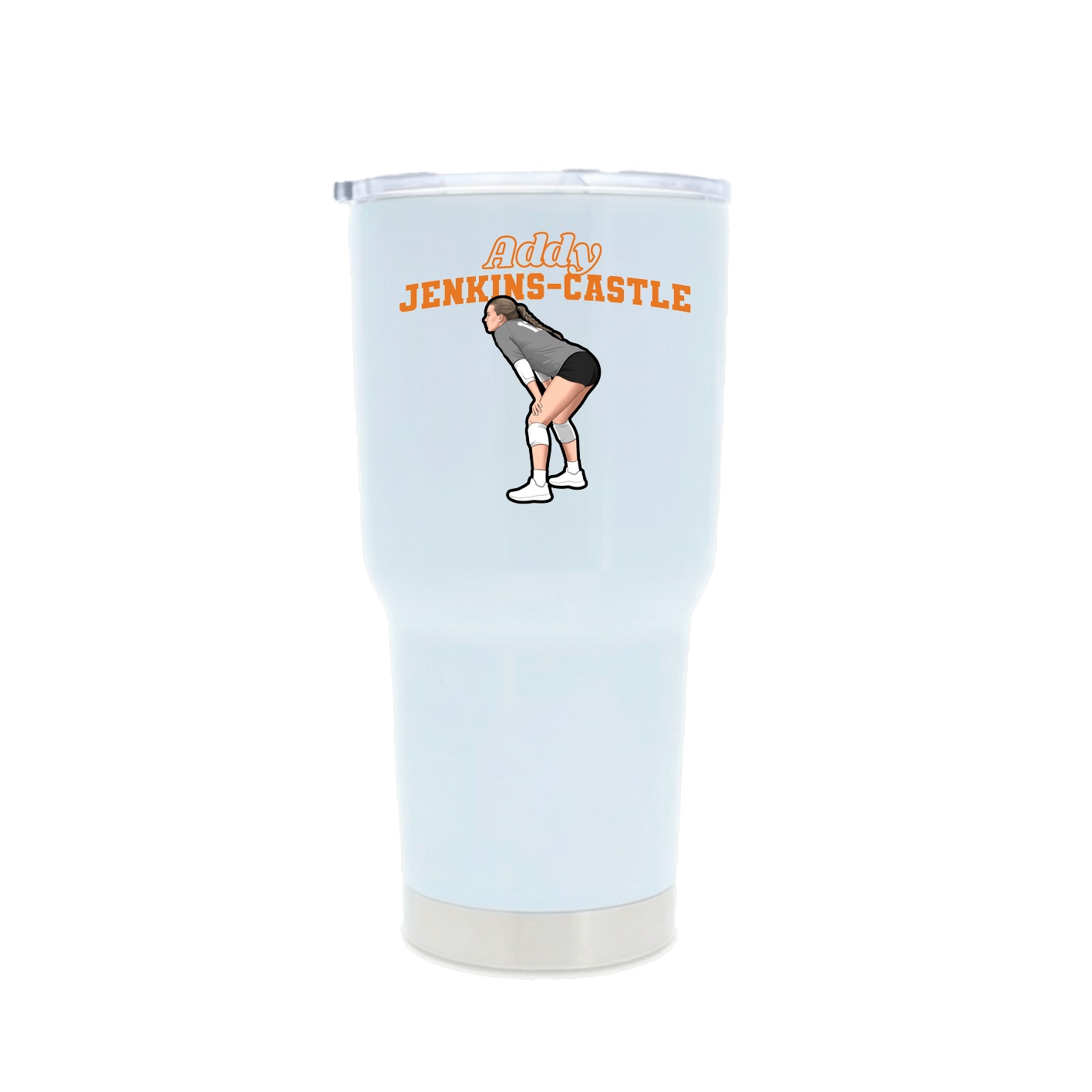 30oz Stainless Steel Tumbler — Name Arch in White