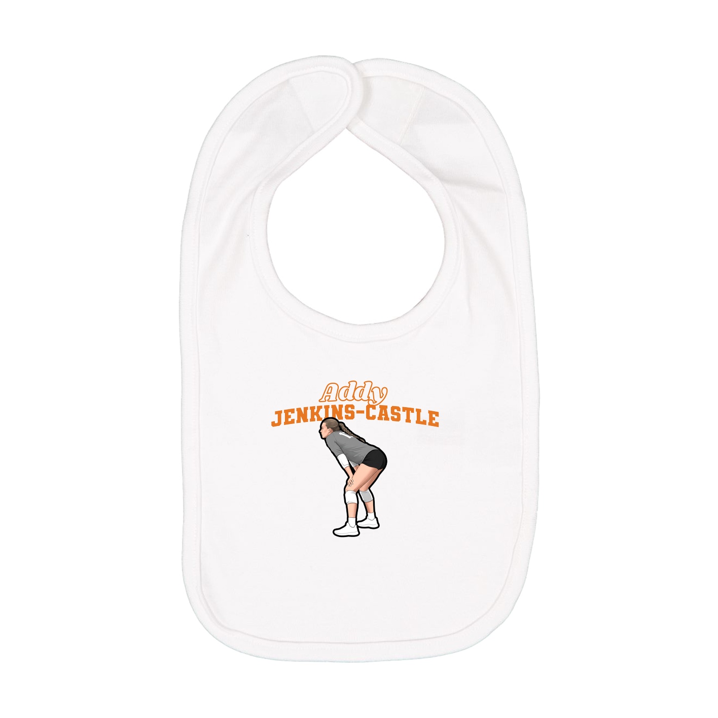 Infant Bib — Name Arch in White