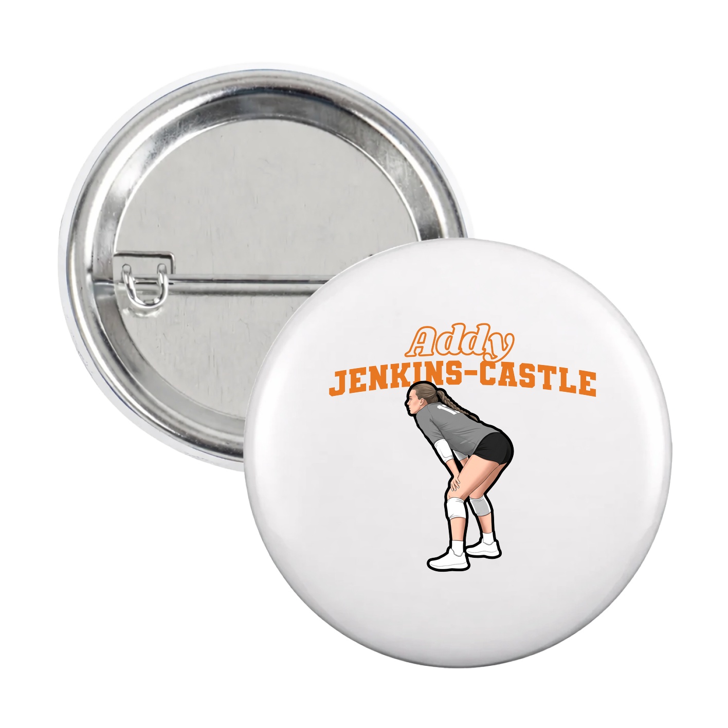 Game Day Button — Name Arch in White