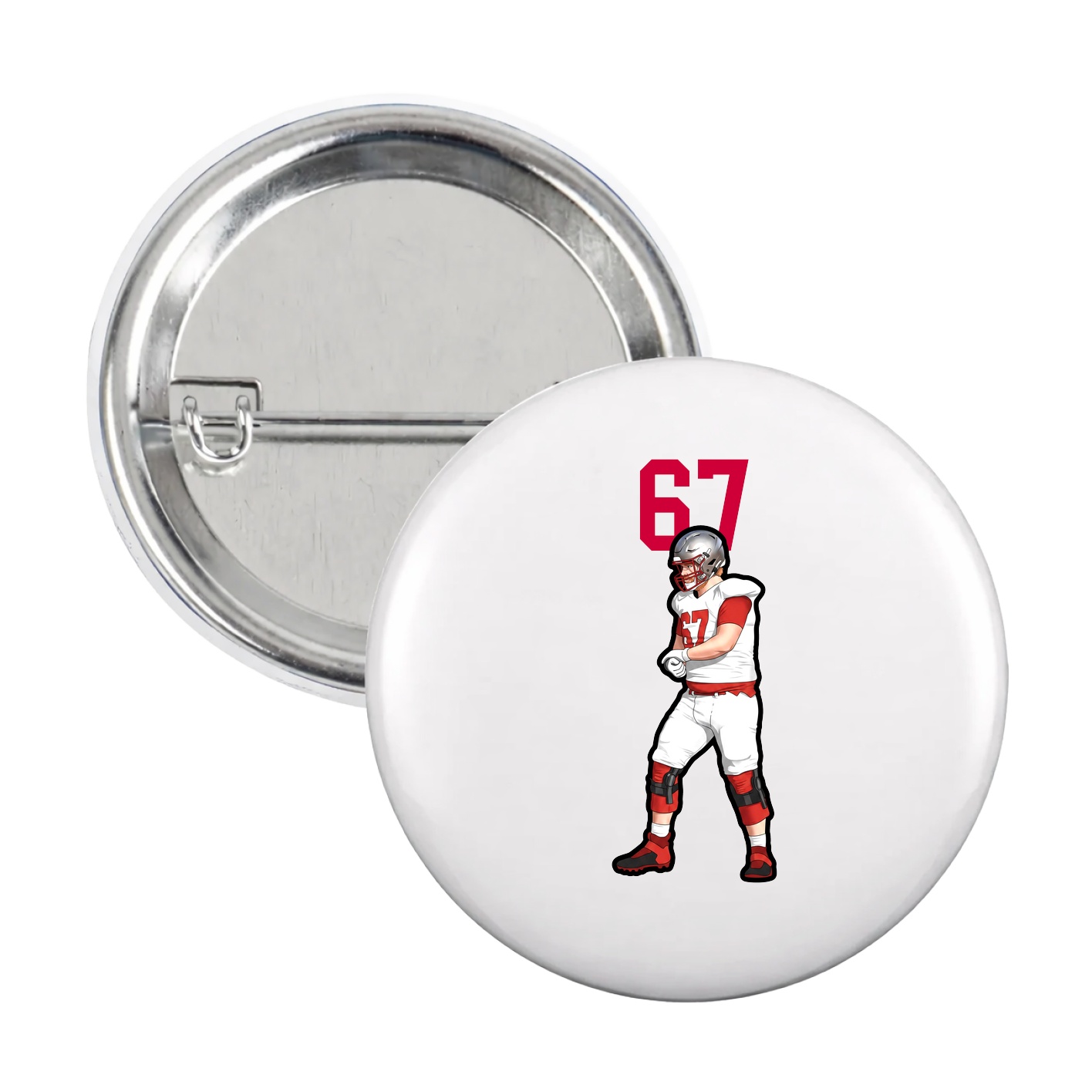 Game Day Button — Number Top in White
