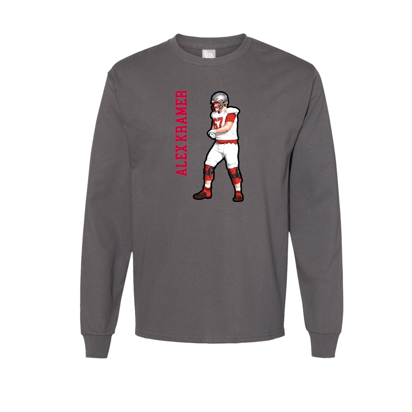 Long Sleeve Tee — Name Vertical in Grey